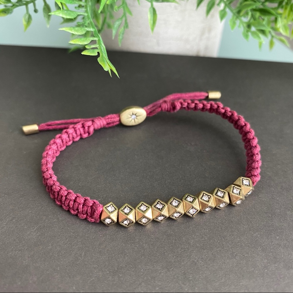 Fossil Braided Adjustable Bracelet Plum